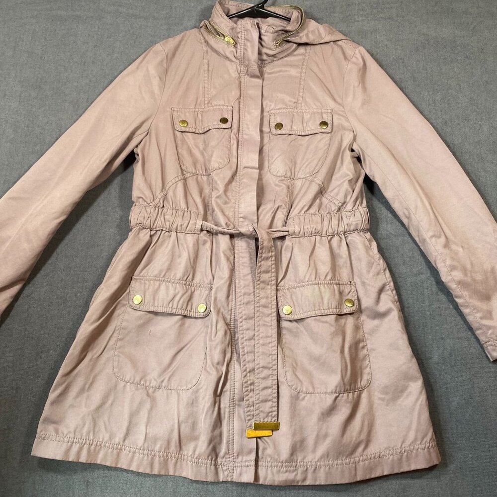 H&M Womens Taupe Belted Jacket With Gold Accent Buttons Size 8 Medium